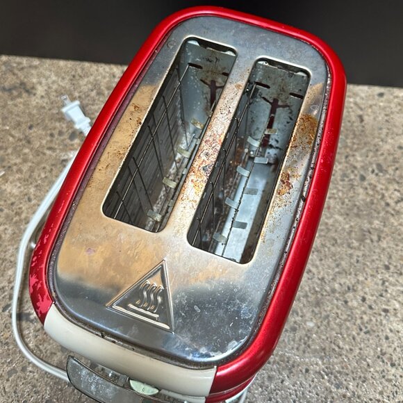 AS IS - Red Nostalgia Retro Series 2 Slice Wide Slot Bagel Toaster Model RTOS200 - Picture 5 of 5